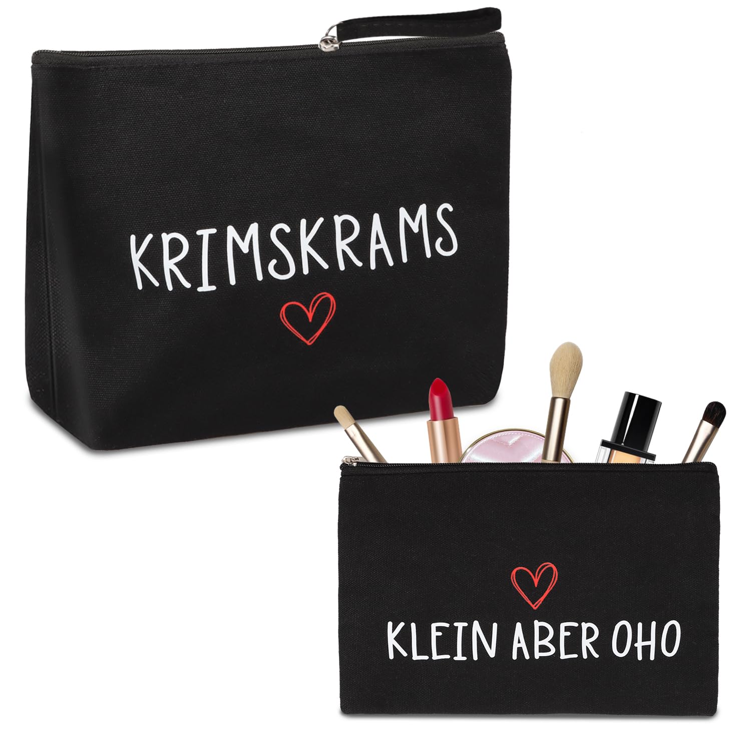 Giftota 2 Stück Kosmetiktasche Mädchen Damen, Schwarz Krimsk