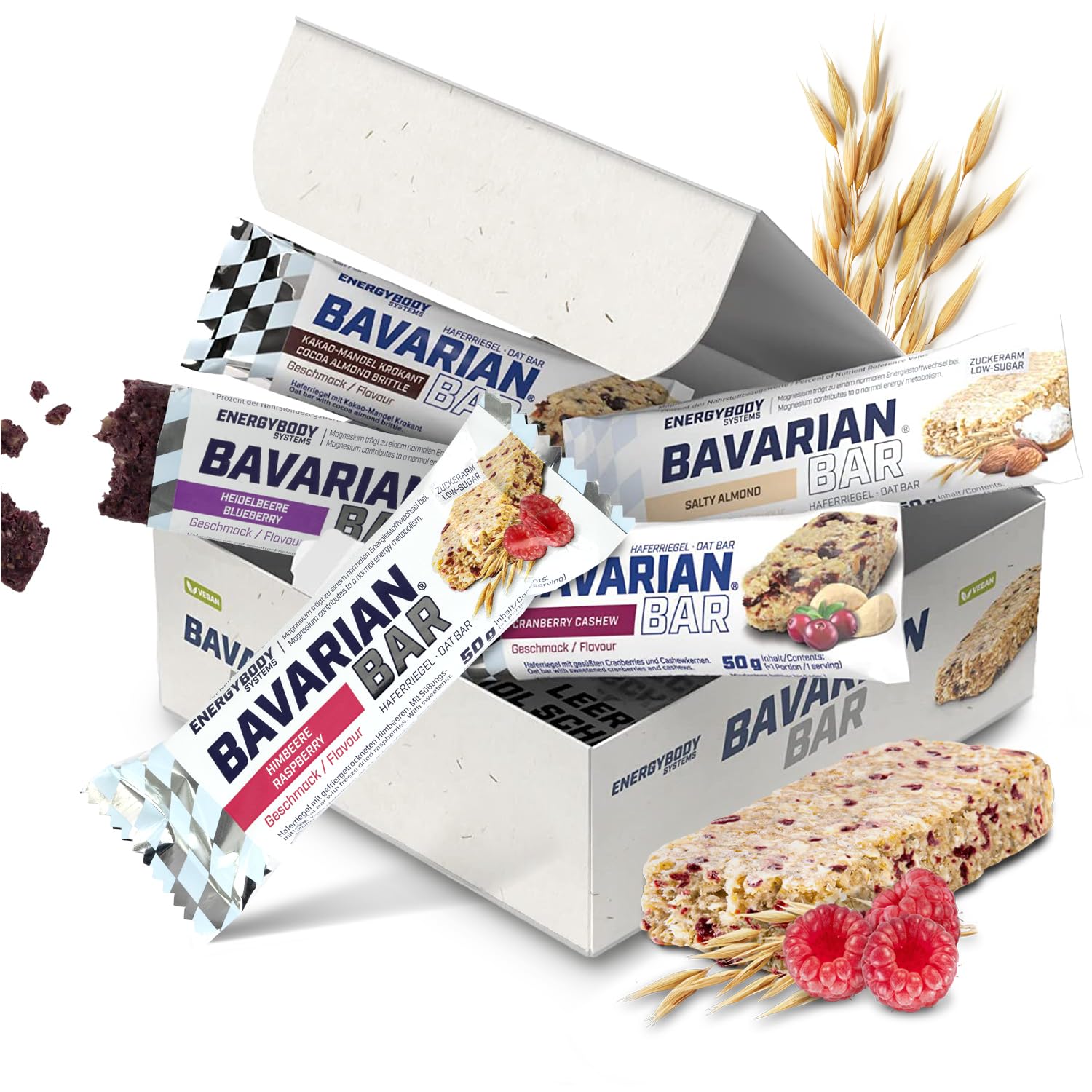 Energybody Bavarian Bar Mix Box 12x 50g / Haferriegel/Energieriegel als Oatsnack/Powerriegel als Sportnahrung/Haferflocken Riegel/Kohlenhydrate Riegel