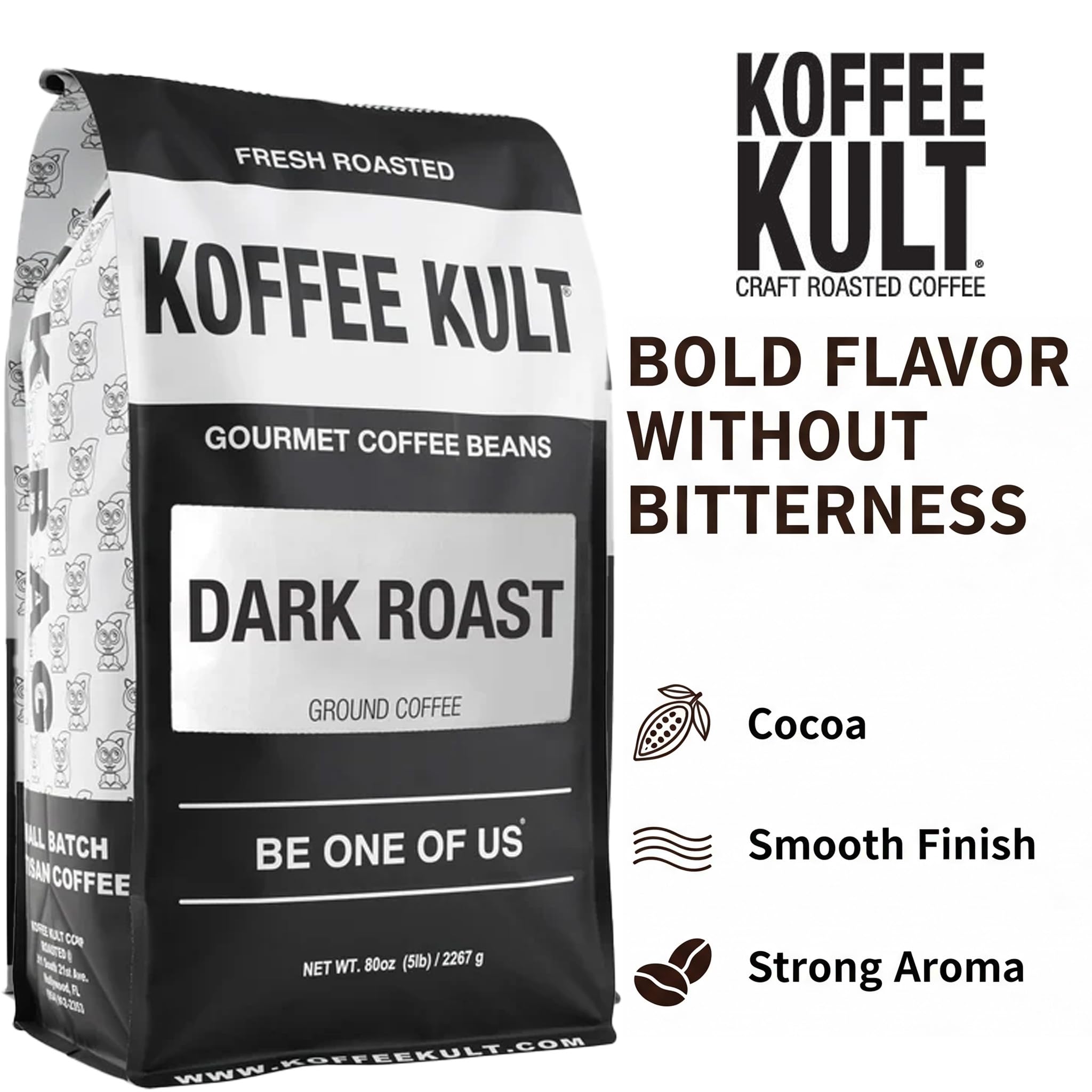 Koffee Kult Café molido tostado oscuro (80 onzas)