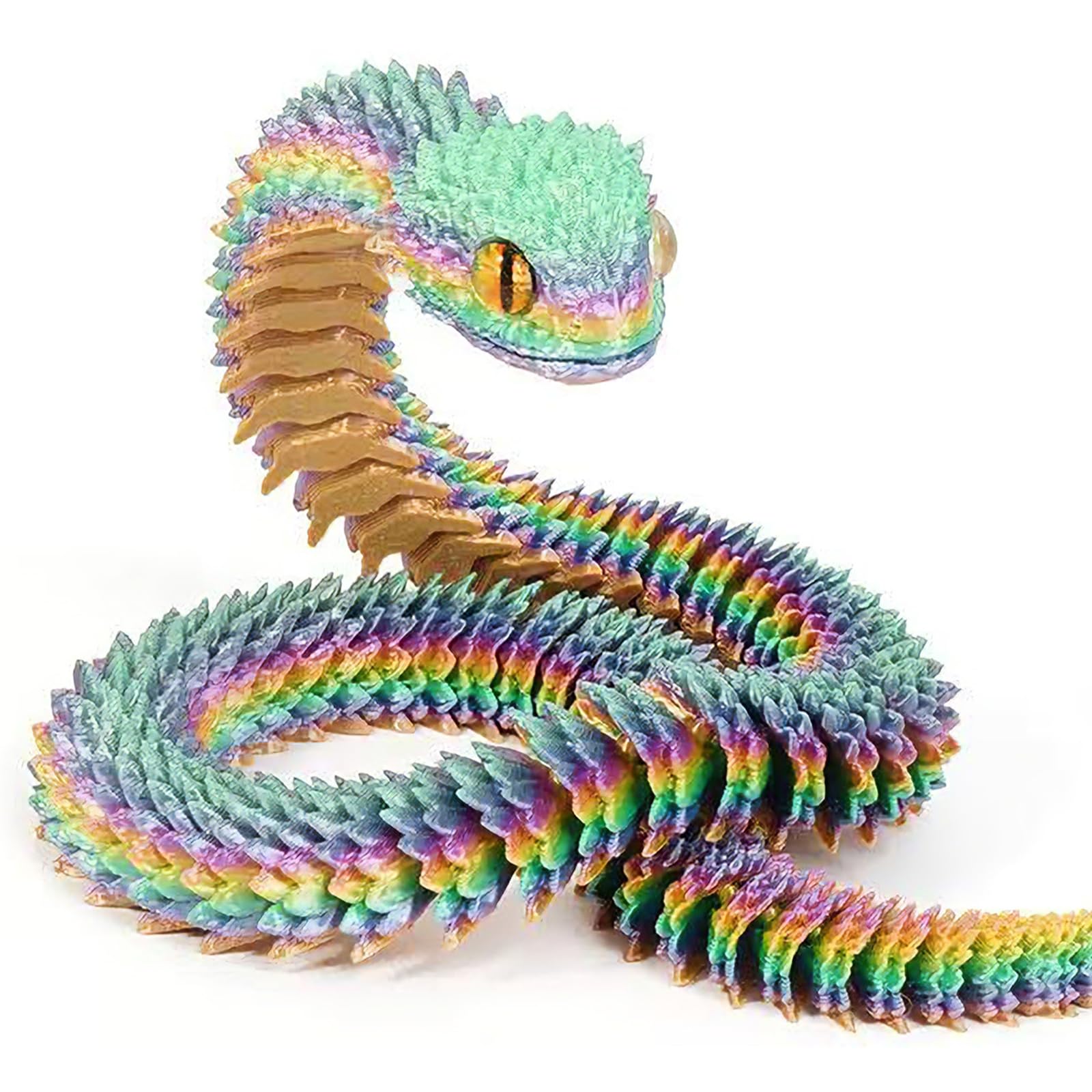 Joycabin 3D Gedruckte Schlange Spielzeug, 60cm Flexible Schlangen Fidget Toys, Schlangen Modell, 3D Gedruckte Tiere Spielzeug für Kinder Geschenke Schreibtisch Wohnkultur (Rainbow)