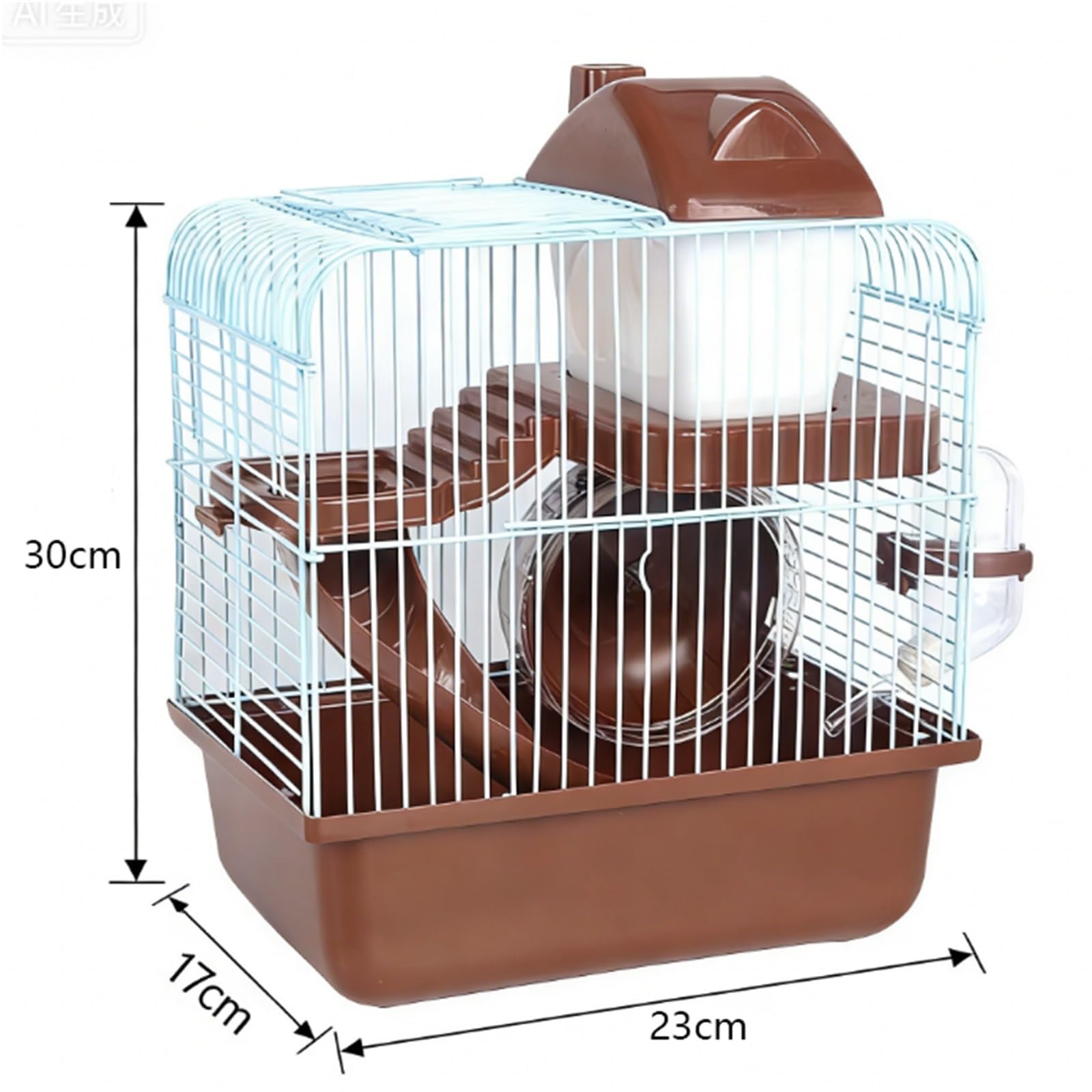 Cage à Hamsters Cage à Hamster Double Couche avec Maison pouvant être transportée la Main et retirée(Coffee)