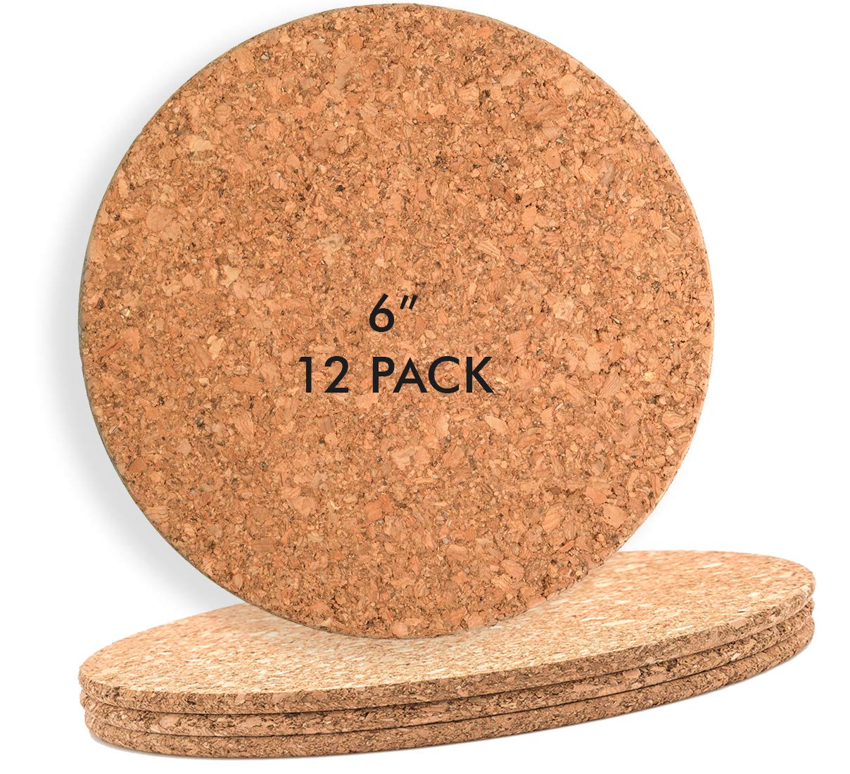 Cork Mat 6 "x 1/8" Round (12 Pack) Hot Pot, cup, mug place-mat or small planter