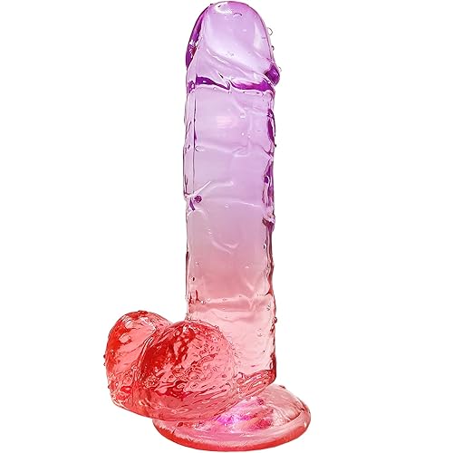 Realistic Big Dildo Clear Silicone 9.4" Purple-red Dildos with Strong Suction Cup for Women Hand Free Play Flexible Soft Penis Dong, Adult Sex G-spot Dildos Toys for Vaginal and Anal Stimulation - sex-