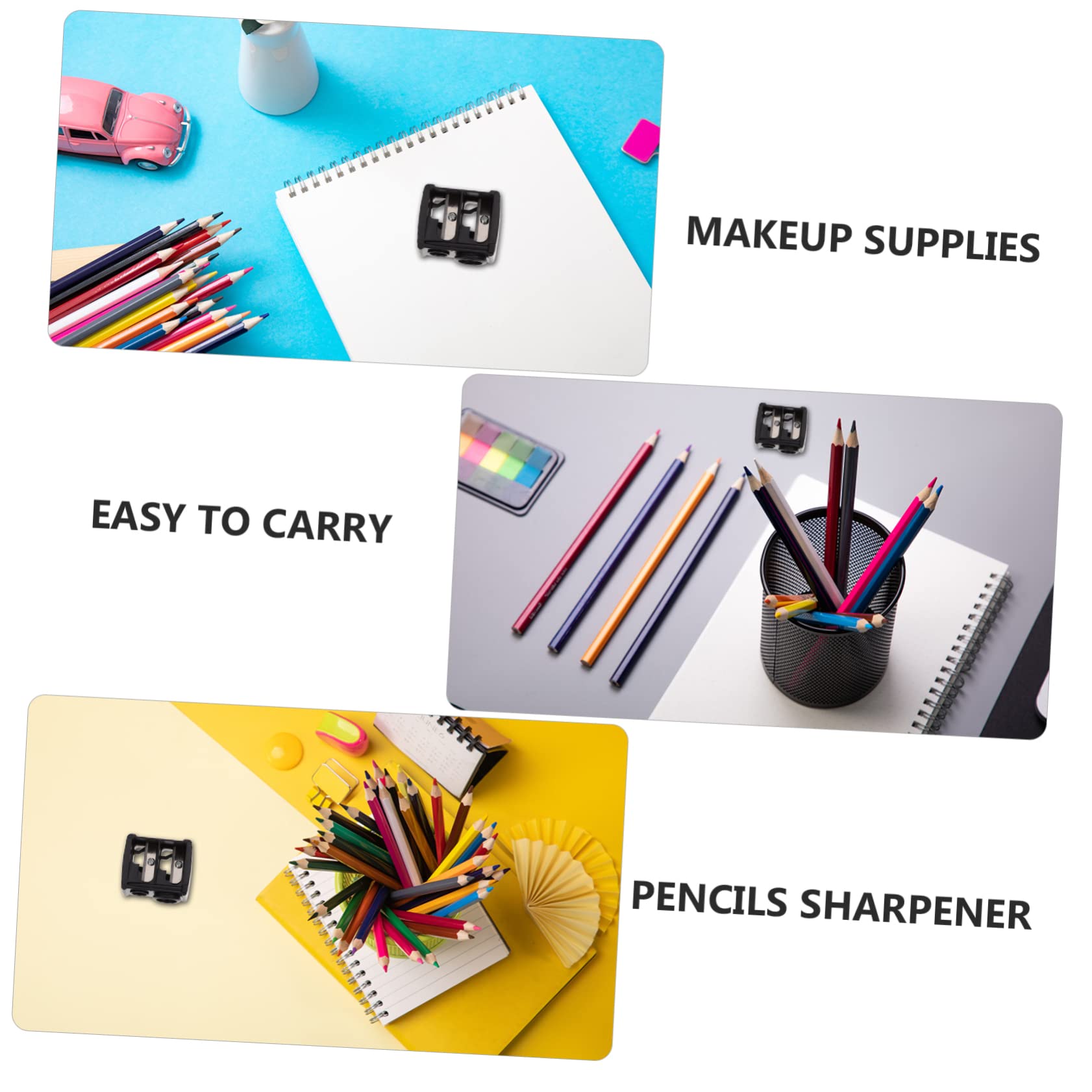 WOFASHPURET 4pcs Dual Eyebrow Pencil Sharpener for Makeup Accessories Durable and Lightweight Eyeliner Sharpener for School Office and Home Use Black Random Color