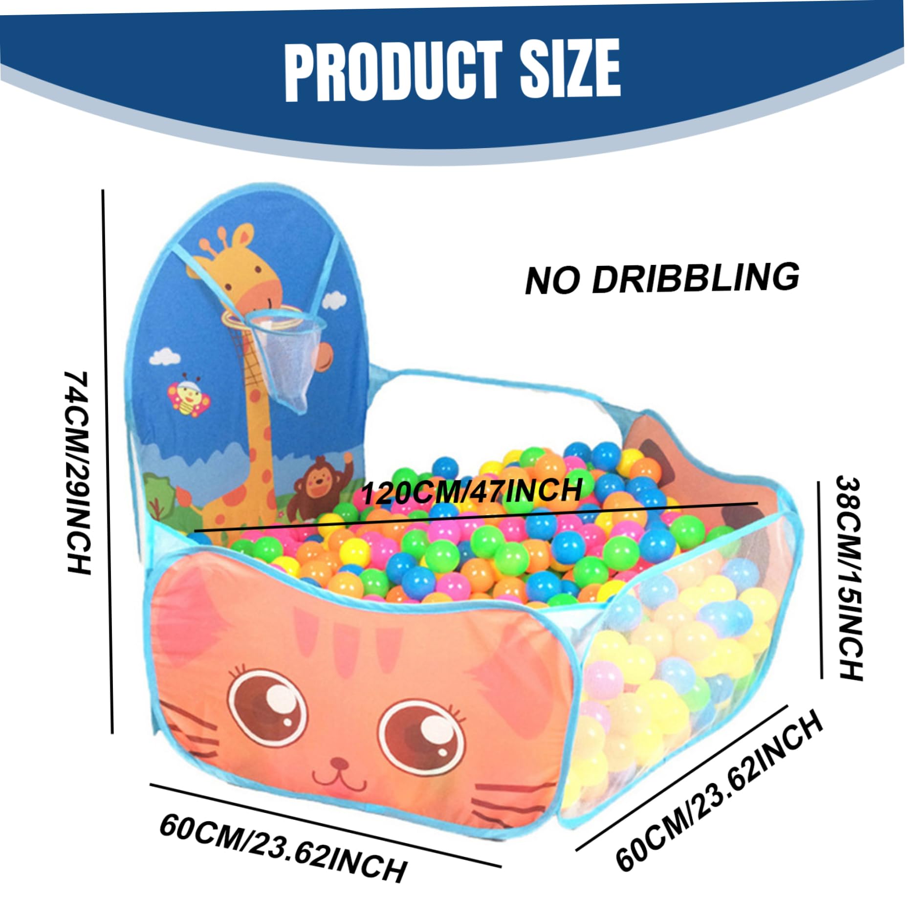 Piscina con Palline per Bambini, Vasca con Palline in Schiuma Pieghevole Pop-up con canestro da Basket, Resistente agli Strappi per i più Piccoli, Non Incluse