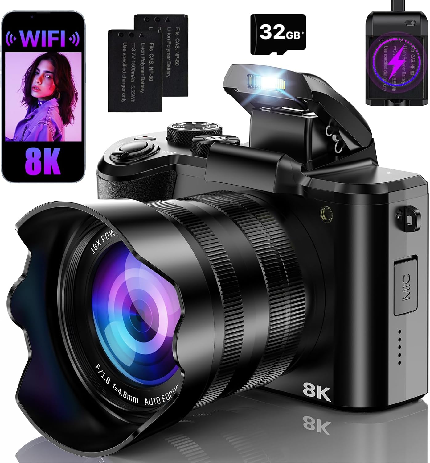8K Digital Cameras for Photography with WiFi