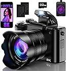 8K Digital Cameras for Photography with WiFi,Autofocus 88MP Vlogging Camera for You...