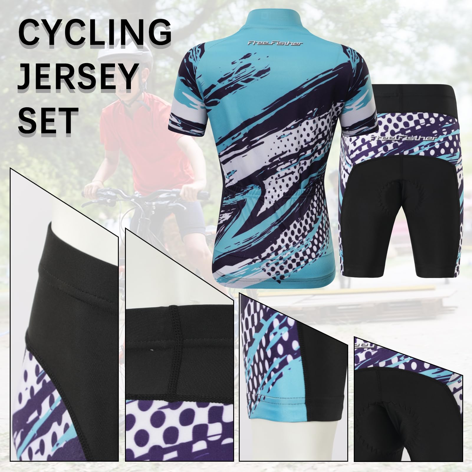 Traje de Ciclismo Niños Niñas Maillot Ciclismo de Secado Rápido Conjunto Camiseta de Bicicleta de Manga Corta Pantalones Cortos