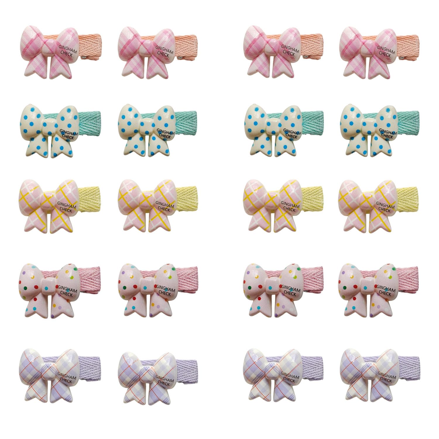 KARP 20PCS Bow Hair Clips for Girls – Cute Gingham & Polka Dot Bow Barrettes for Toddlers, Kids & Babies – Colorful Resin Hair Accessories for Daily Use, School & Gifts (Hair Pin (K2508)-Style-3)-image-48