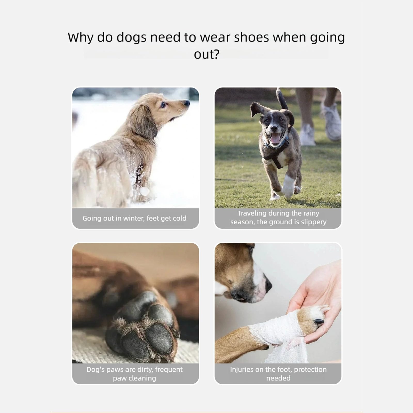 Di 4 protezioni per zampe di cane ispessite antiscivolo suola interna in pile stivali per cani scarpe in peluche per passeggiate escursioni scarpe peluche