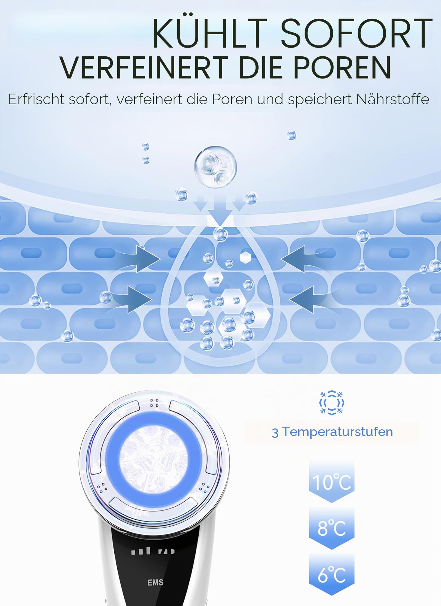 ANLAN 5in1 Gesichtsmassagegerät LED Lichttherapie Heat Cool Vibration EMS Anti Falten Anti Aging Gesichtsreinigung