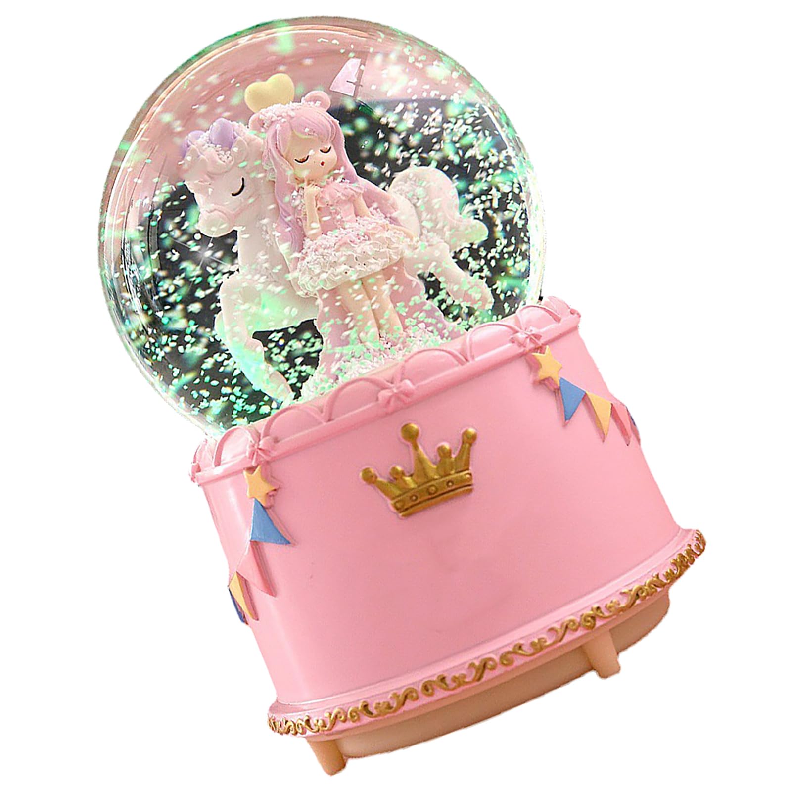 SEAFRONT Cartoon Look Snow Globe Crystal Ball Box z Mechanizmem Muzycznym dla Kobiet Przezroczysty Kryształowy Ornament