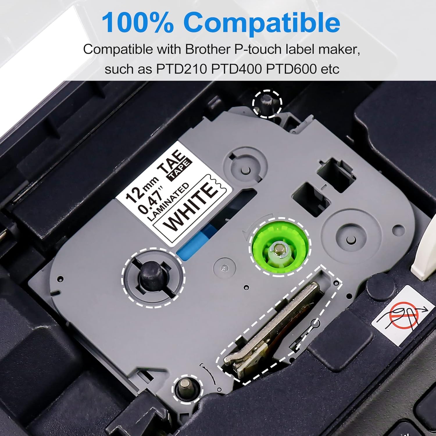 Buy Tze Tape 12mm 0.47 Laminated White Compatible for Brother Label