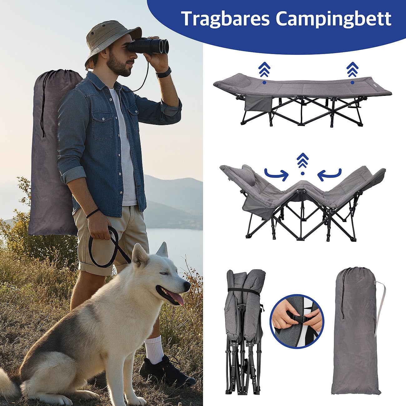 Semptec Urban Survival Technology Klappbares Camping- und Feldbett, bis 200 kg, für Indoor und Outdoor