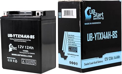 Batería de repuesto UB-YTX14AH-BS para Yamaha YFM225 Moto 4 225 CC ATV 1986 - Activada en fábrica, sin mantenimiento, batería de motocicleta - 12V,