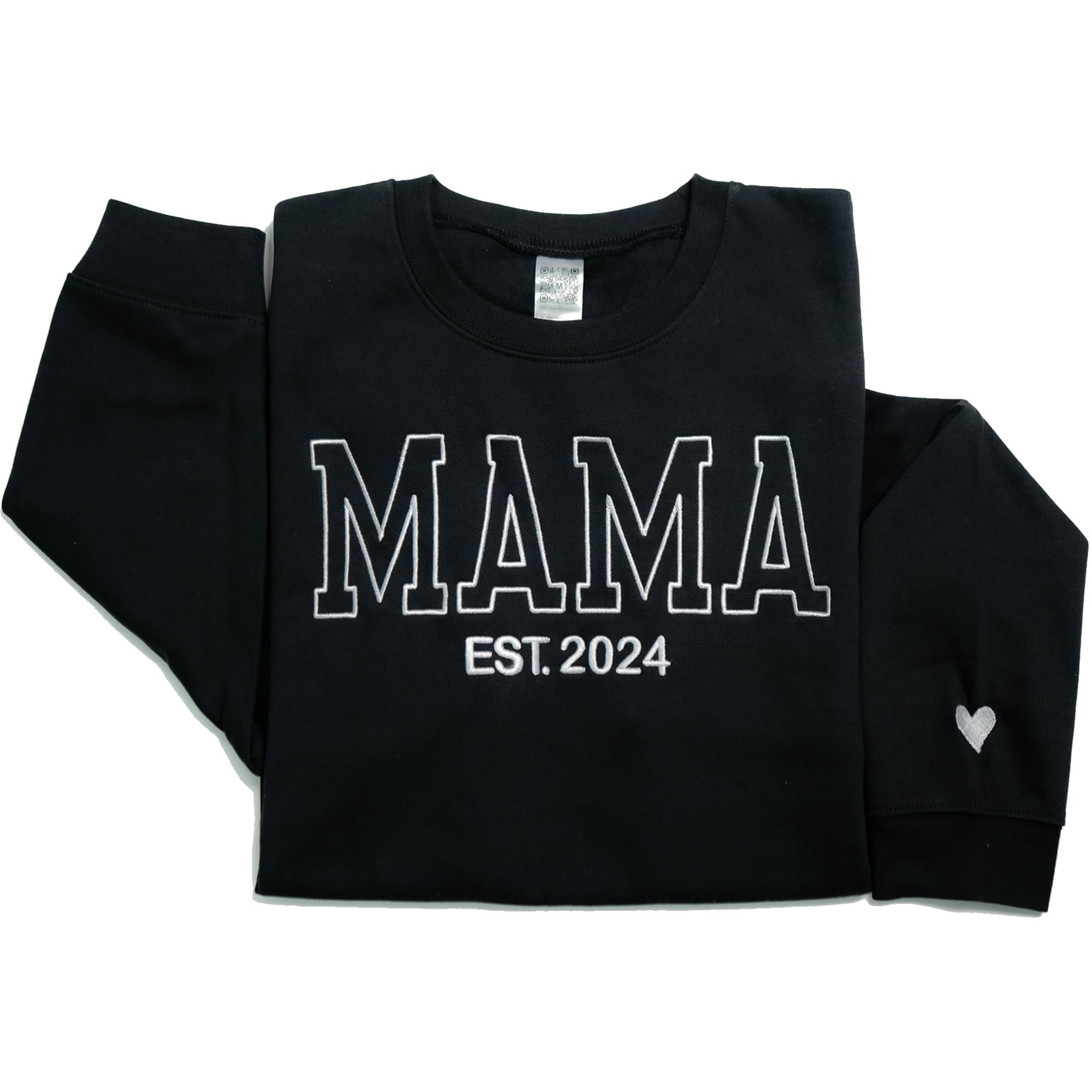 LullabyMall Personalized Embroidered Mama EST Sweatshirt For Women, Custom Gifts for Mother's Day Chirstmas Birthday for Mama