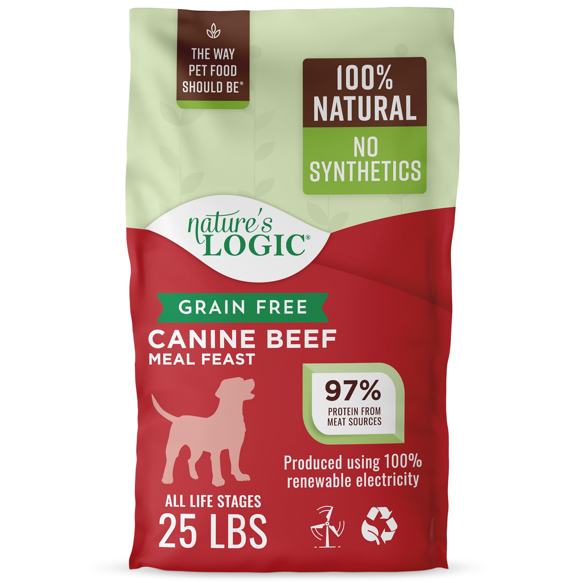 Nature's Logic Grain-Free Dry Dog Food - All-Natural, High Protein, No Synthetic Vitamins/Minerals - Gluten Free - Supports Healthy Digestion - All Breeds & Ages - Beef Meal Feast, 25lbs