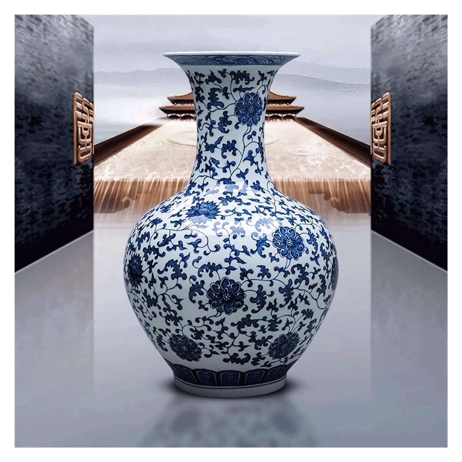 青と白の陶器製花瓶 景徳鎮古青と白磁器小古青と白 瓶のアンティークの陶器の花瓶の装飾