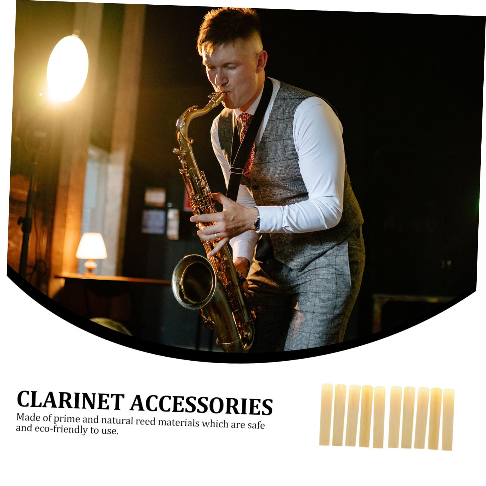 50piezas Cañas Para Saxofón y Clarinetes Accesorios De Dureza Fáciles De Instalar y Ligeras Para Músicos Principiantes y Avanzados