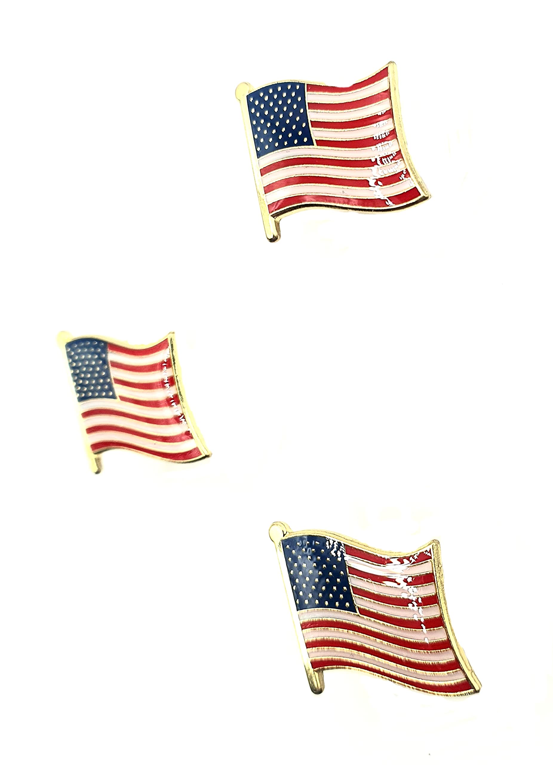 USA United States of America Metal Enamel Country Flag Pin Badge Pack of 3