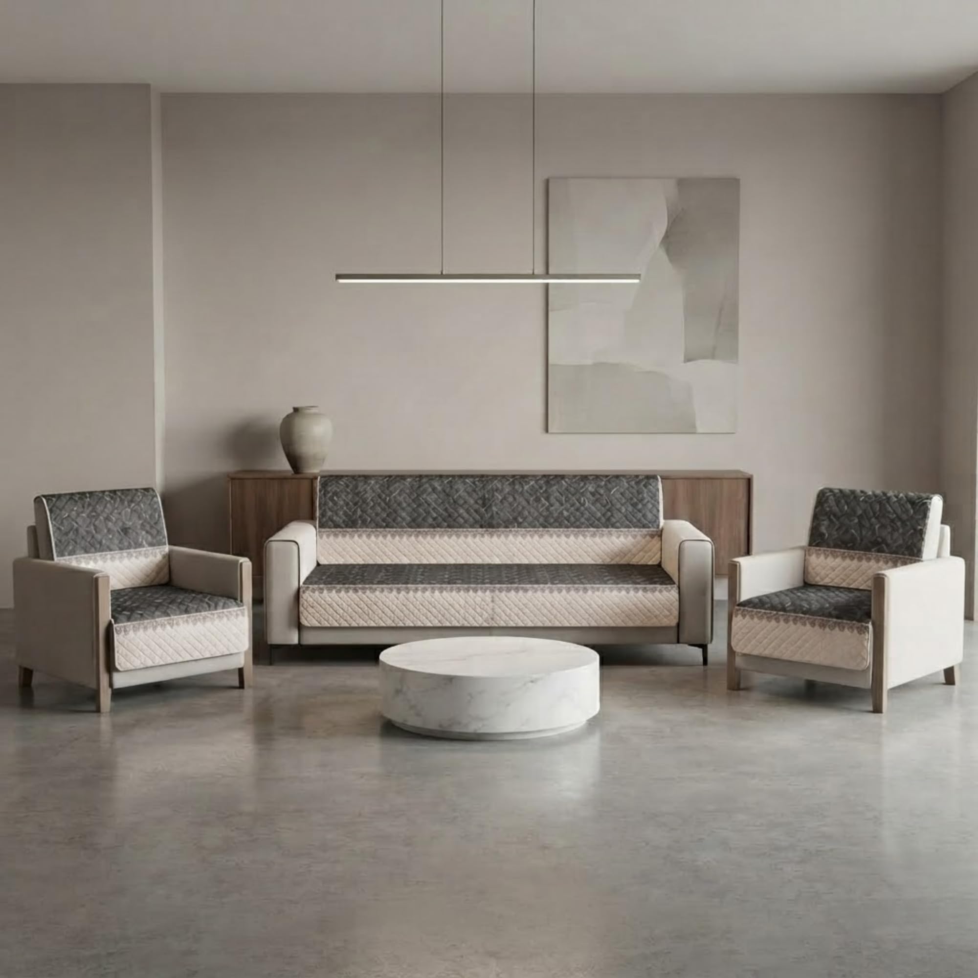 Velvet Quilted Sofa Cover Set - 5 Seater Protection -13 Velvet Quilted Sofa Cover Set - 5 Seater Protection -13