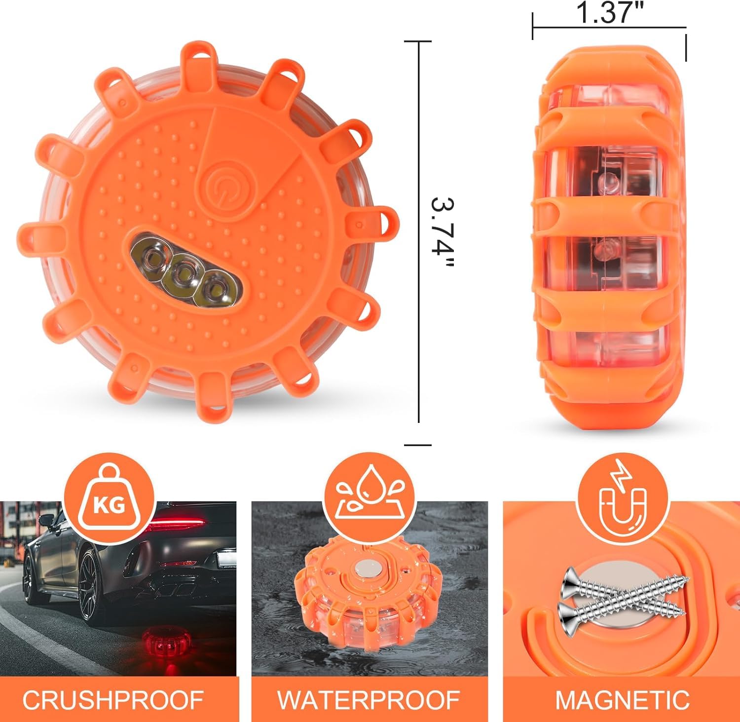 2 Stück Warnleuchten, mit Magnet und Haken, 9 Blinkmodi Leuchtmod, Wasserdicht Warnleuchten & Notbeleuchtung Warnlampe für Boot Schiff PKW LKW RV, Camping Bergsteigen Wandern