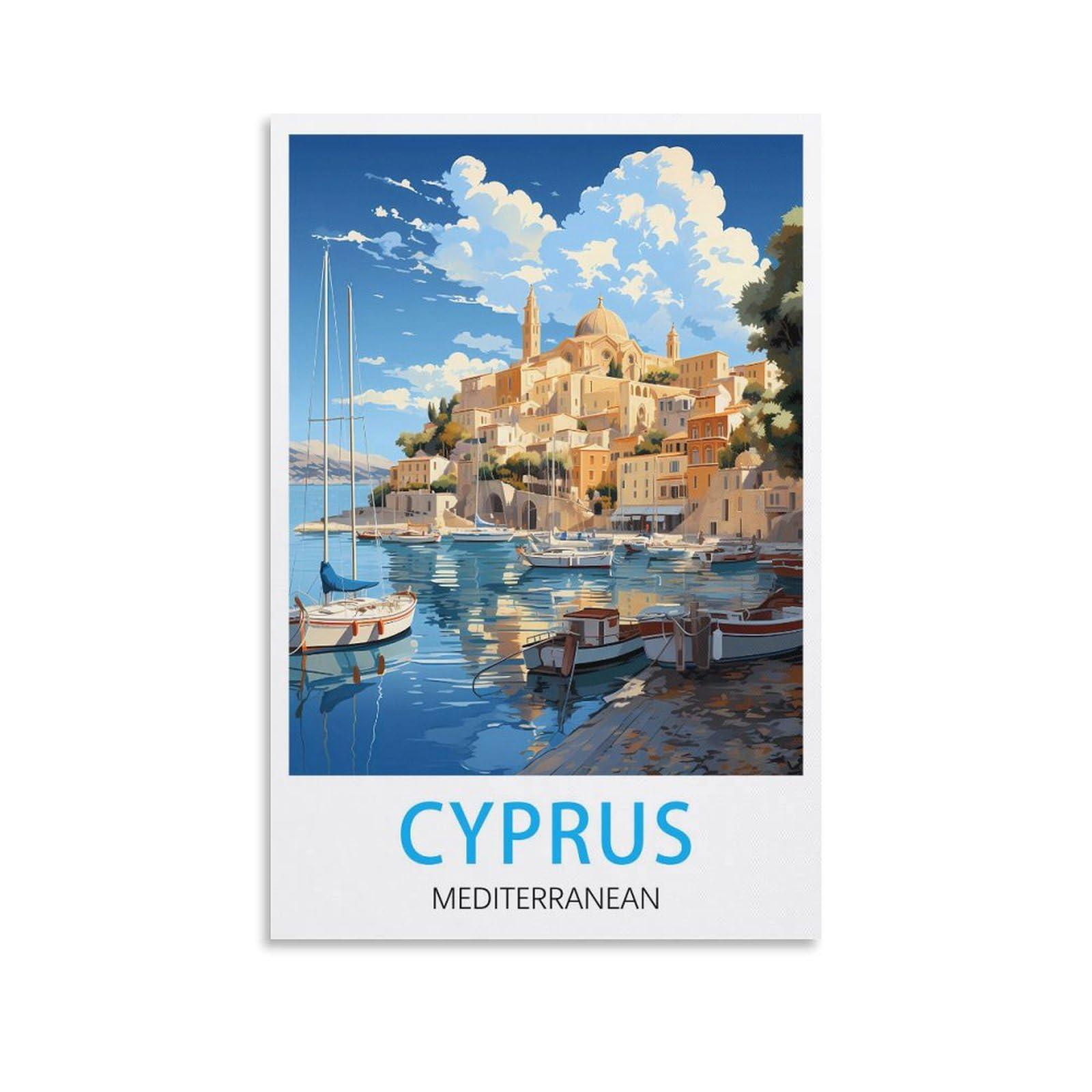 LHJOIUN Cyprus Vintage Travel Poster 12x18inch(30x45cm) Art Canvas Print For Living Room Bedroom Home Decoration Modern Art