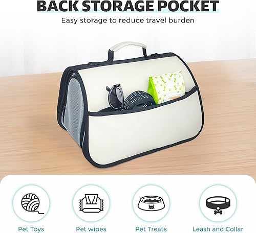 Miniatura 51 de Transportador de gatos para 2 gatos/gatitos, transportador de mascotas para gatos, cachorros, perros pequeños y conejos, bolsa de viaje plegable