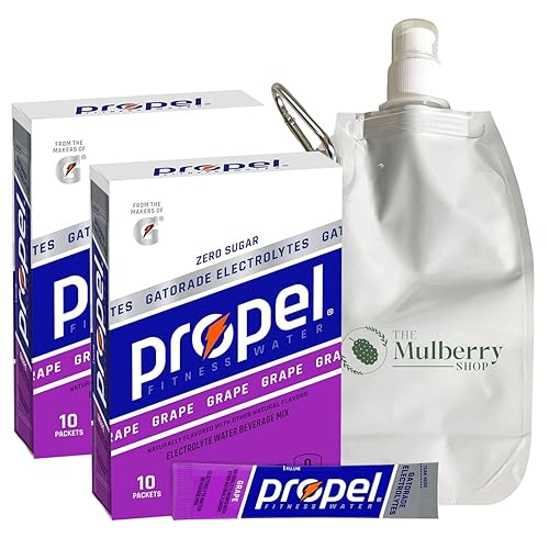 Paquete de 2 paquetes de mezcla de bebida en polvo, sabor a uva, paquete de 2 unidades que incluye propel Gatorade con vitaminas, electrolitos y