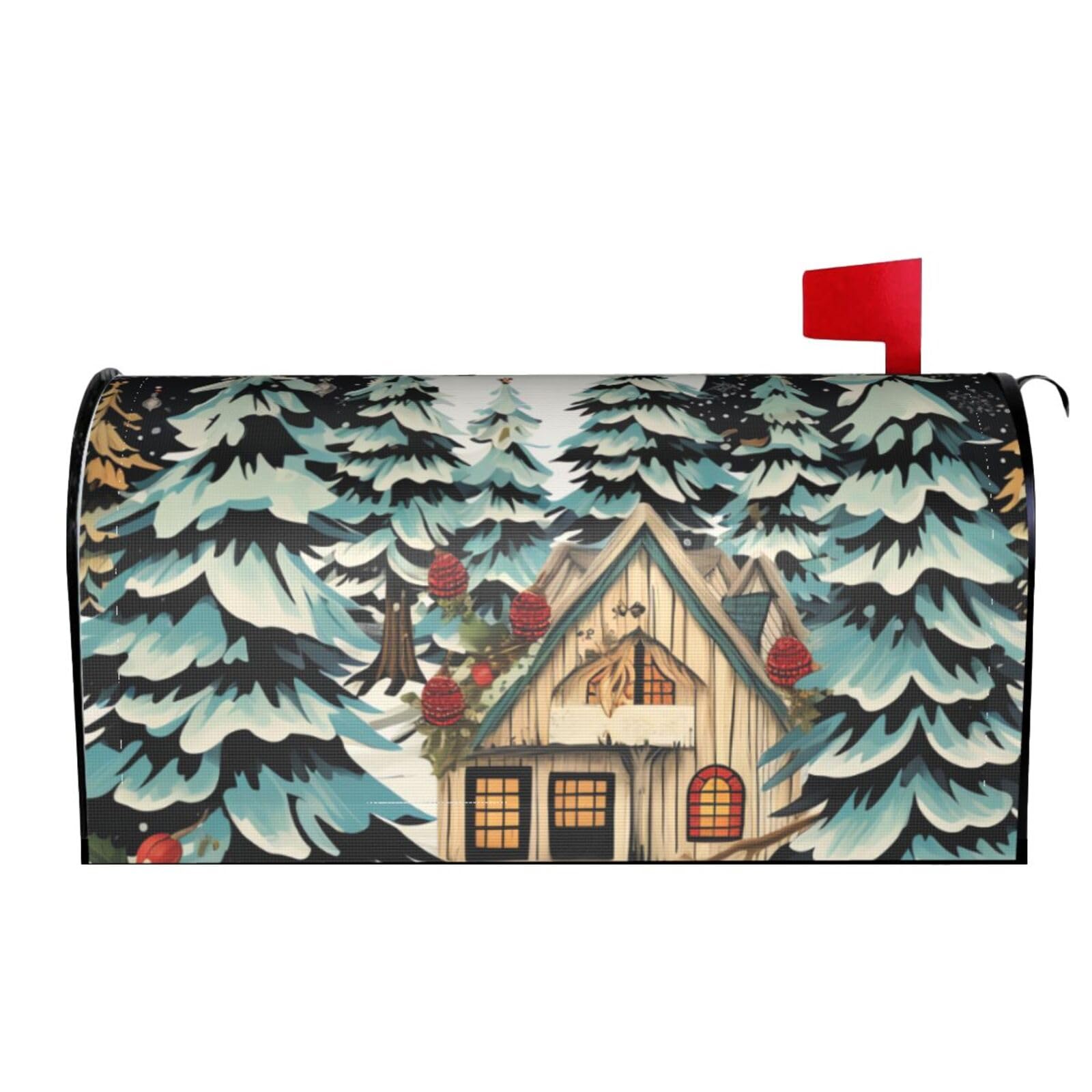 Spring Summer Mailbox Covers Magnetic Letter Post Box Cover Farmhouse Christmas Mailbox Wrap Decoration Mailbox Post Cover for Garden Yard Outside Welcome Decor 21x18 in