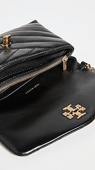 【Tory Burch】Kira Chevron ジップ 財布、ブラック Kira Chevron Powder-Coated Zip Continental Wallet: Women's