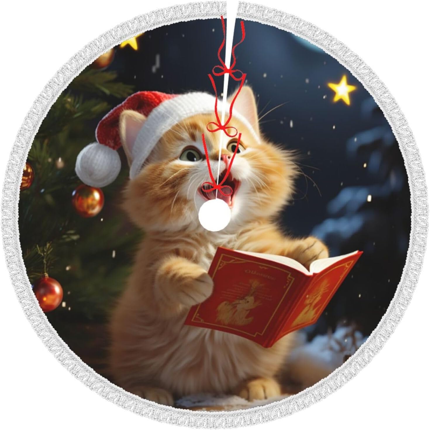 Cute Cat Sing Christmas Carols Christmas Tree Skirt 30