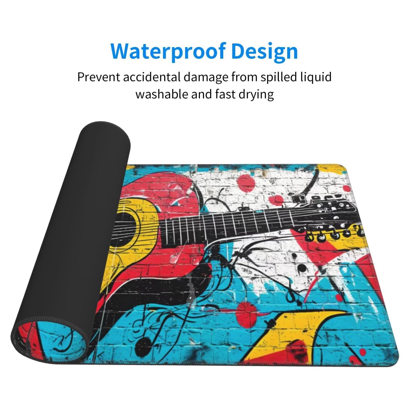 Tapis de Souris XXL 1200x600 mm, Couleur Tapis de Souris Guitare Tapis Souris XXL 120 X 60 CM, Antidérapant sous Main Bureau à Bords Cousus, Mouse Pad avec Surface en Caoutchouc antidérapant U-127