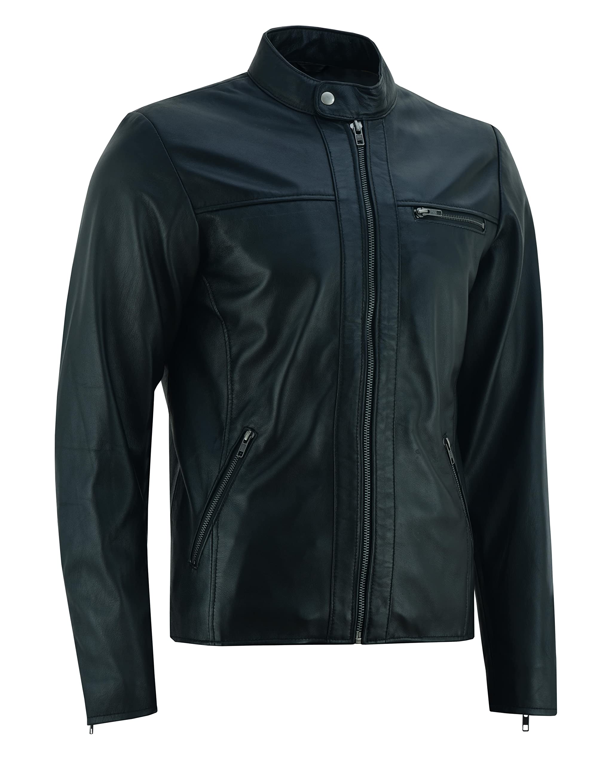 Vance Herren Echt Lederjacke aus 100% Lammleder (Schwarz) oder Rindsleder (Braun)