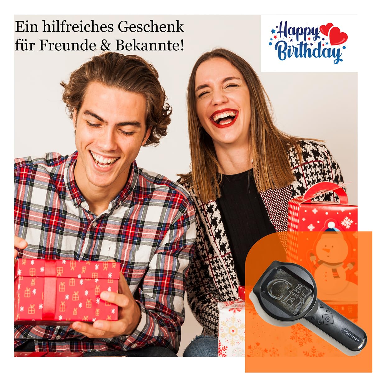 EasY Magnifier Digital Mikroskop Lupe mit USB, Aufladbares Handmicroskop mit 2,8 Zoll IPS Display & 15 LED Licht, Reale 500fache Vergrößerung für Schmuck, Münzen