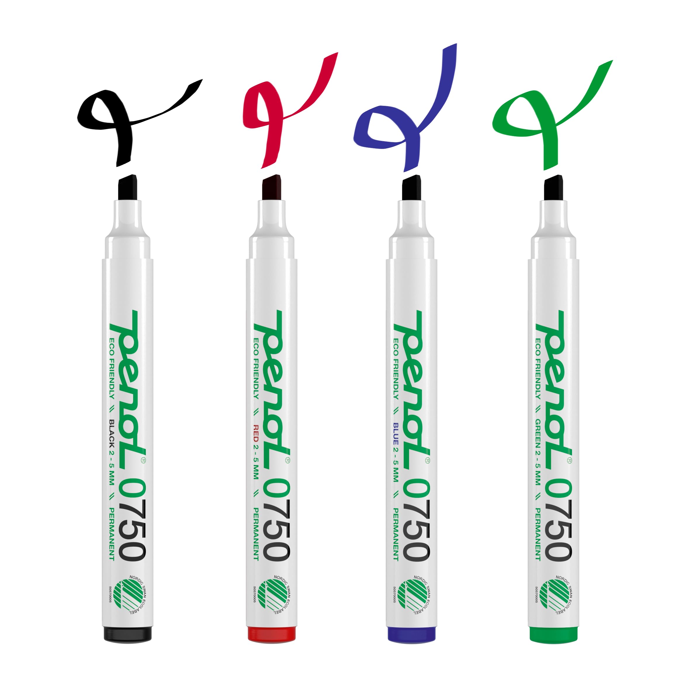 PENOL Permanent Marker Pens, 10 Permanent Marker Pens Black Color 0750, 2-5mm Chisel Tip Marker Pens With Nordic Swan Ecolabel, Quick Dry And Fade Resistant Ink Based On Alcohol | Markers For - View #6