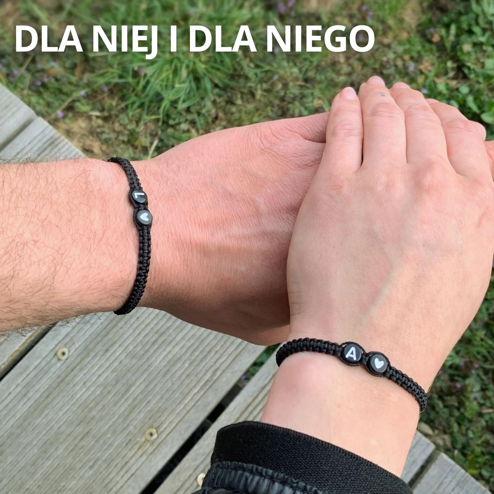 Bransoletka z literą i sercem dla par i przyjaciół - Inicjały A-Z Imie - Pleciona opaska przyjaźni dla kobiet, mężczyzn i dzieci