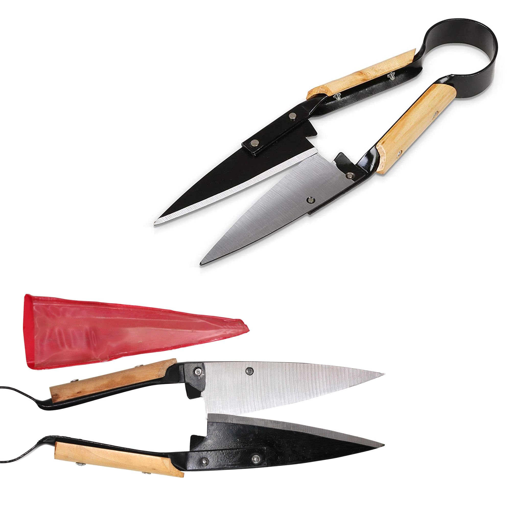 FISHTEC Ciseaux Cisaille Topiaire Tradition - Avec Etui - 33 cm - Sécateur de Jardin en Acier Inox et Manche revêtement Bois - Idéal pour tailler vos Fleurs, Buis, Bonsaï, Haies, Herbe
