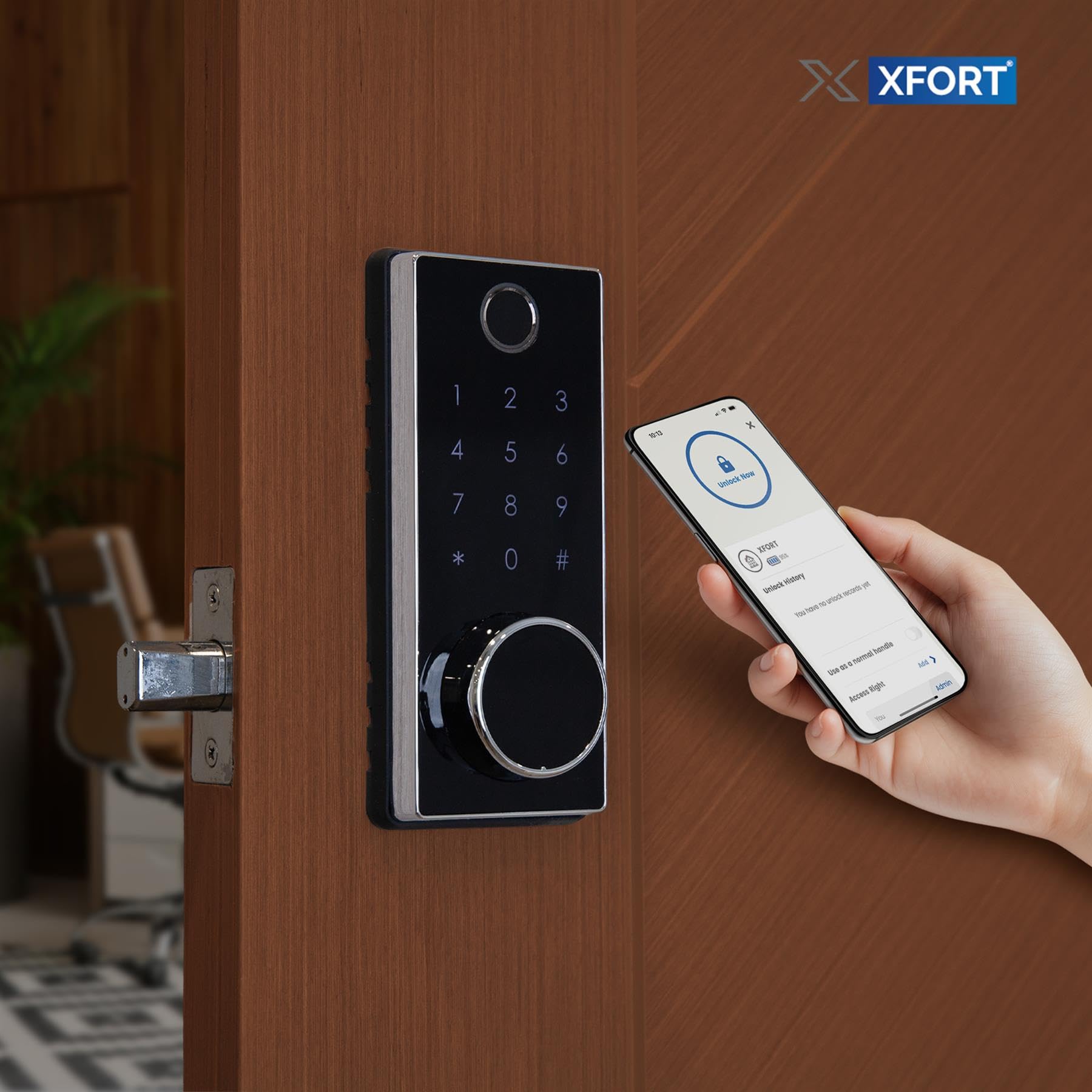 XFORT Smart Fingerprint Door Lock in Black, Keyless Door Lock with Fingerprint Recognition, Passcode Access - Image 2