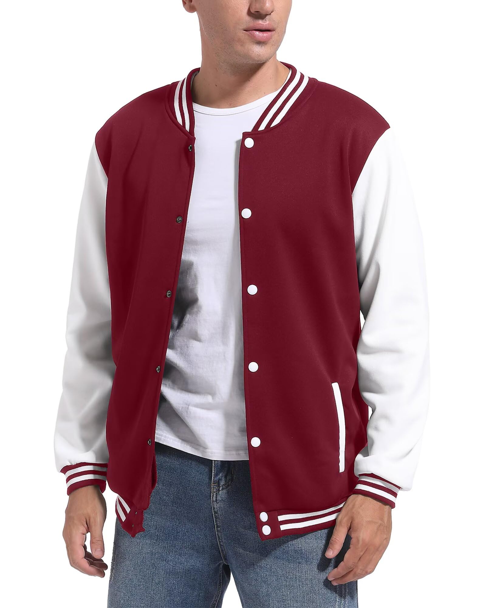 DHSPKN Men's Varsity Baseball Jackets Causal Slim Fit Varsity Letterman Jacket Boys Bomber Jackets