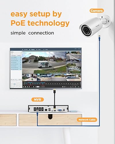 Miniatura 2 de Sistema de cámara de seguridad NVR de 5 MP, 6 cámaras IP PoE con cable para exteriores con micrófono, detección de personas AI, NVR de 8 canales de