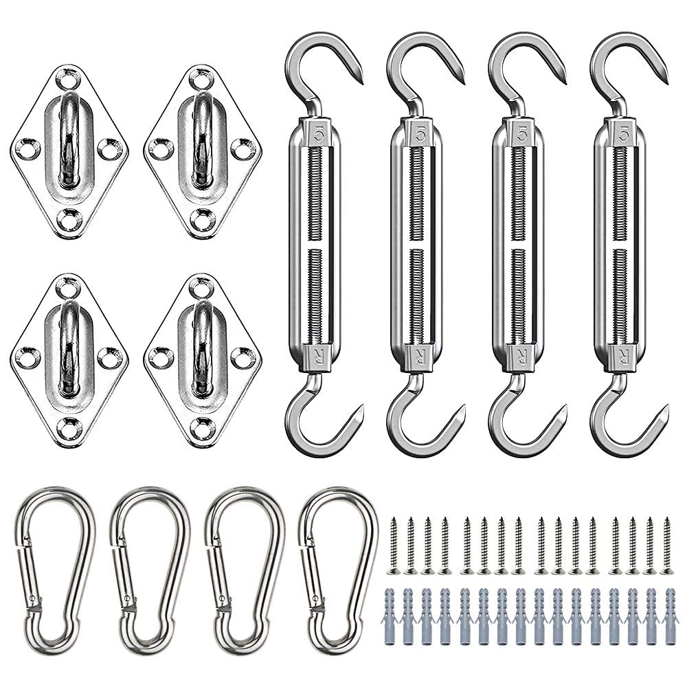 seilspanngarnitur markise Sonnensegel Befestigung Set, Edelstahl Karabiner und Augplatte mit Öse, Drahtseil Spanner Sonnensegel Zubehör Kit Befestigung Montage Werkzeug mit Schrauben DJI O4 Diese können entweder gerade Farbe:Classic Fahrrad Pedale Wechseln ✅