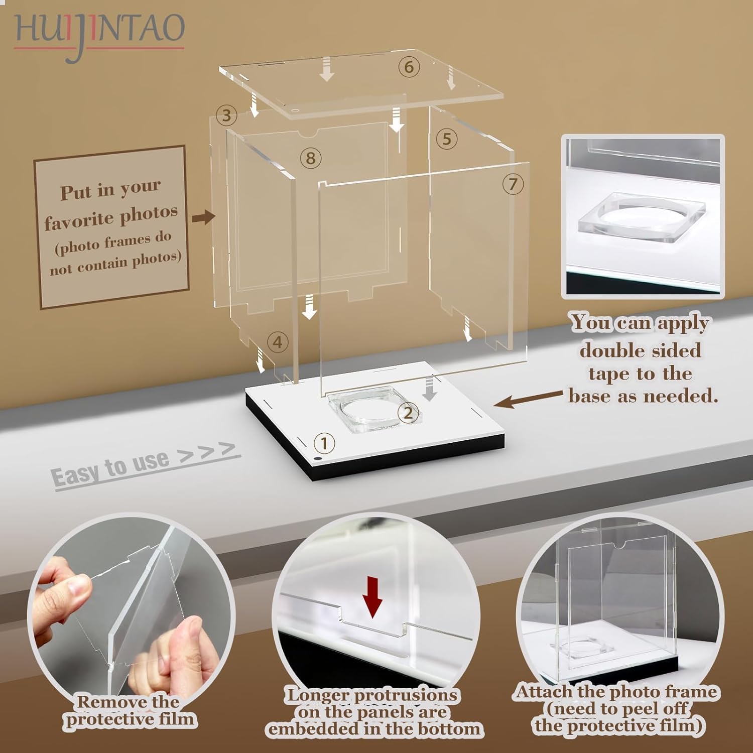 Huajintao Vitrina de fútbol LED RGBW, Caja acrílica autoensamblable, protección UV Anti-Polvo para balón autografiado Completo con Soporte