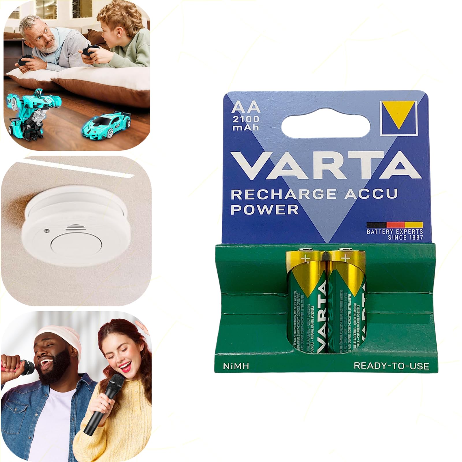 Batterie Ricaricabili Recharge Accu Power AA 2100 mAh | 5 Confezioni da 2 Pezzi | Per Fotocamere, Console, Giocattoli e Dispositivi Elettronici