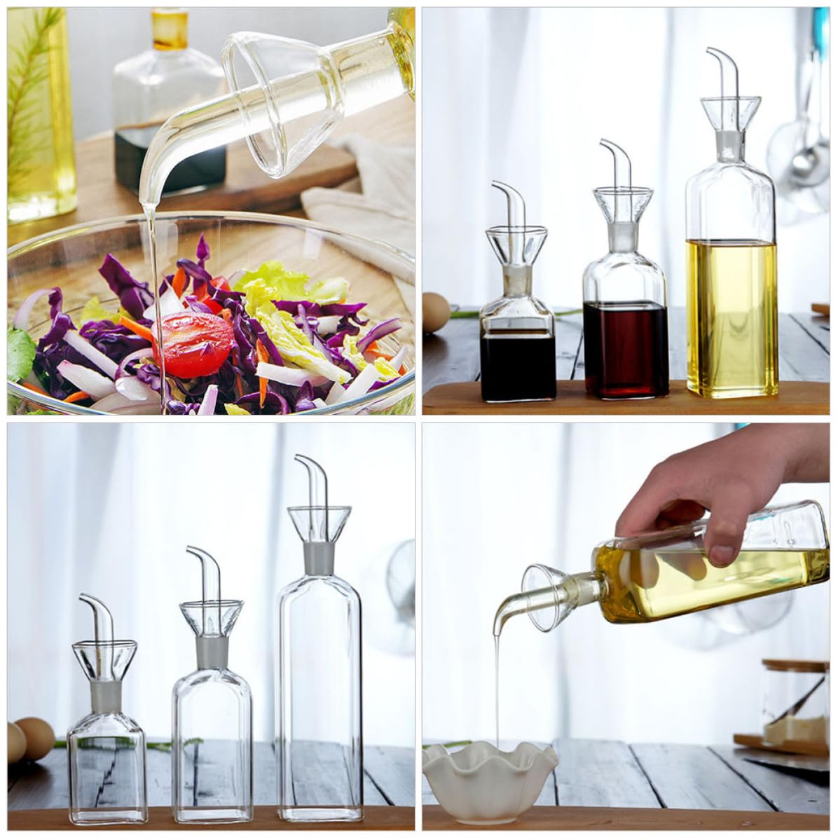 Gadpiparty 3 Piezas Set de Aceitera de Vidrio Antigoteo 500ml 250ml 150 Ml