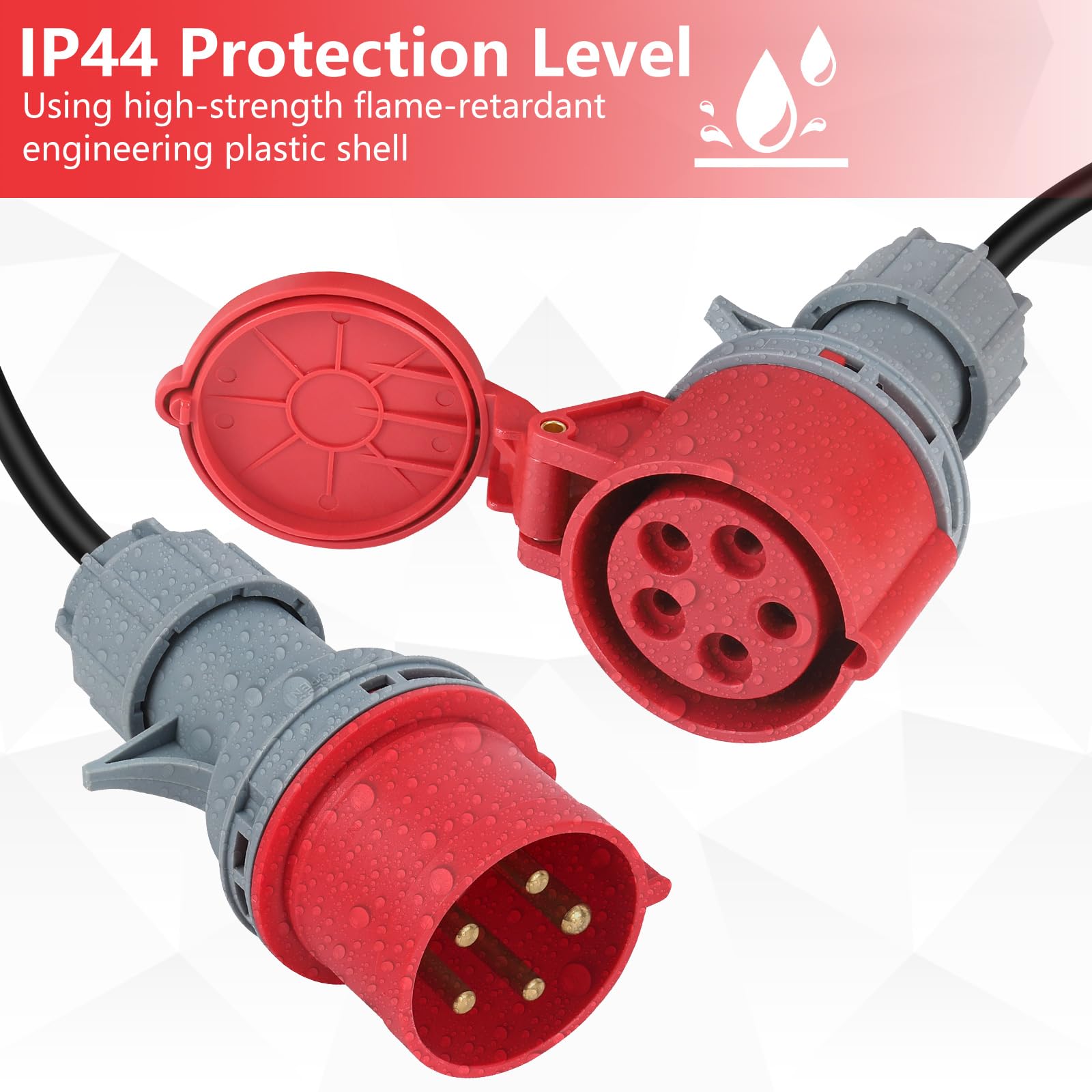Dreamhigh® CEE Adapter, 32A(22KW) Stecker auf 16A(11KW) Kupplung, 5-polig, 400V, Schutzart IP44-Gummischlauchleitung