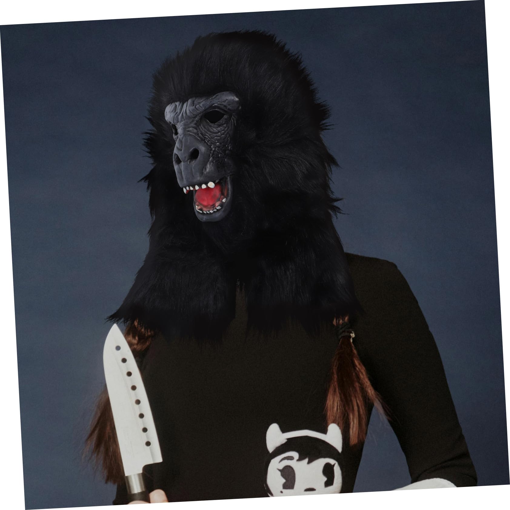 HEMOTON Maschera Orangutan Maschera Cosplay Gorilla Maschera Da Gorilla Nera Maschera Del Diavolo Maschera Di Carnevale Maschera Di Testa Di Animale Maschera Da Scimmia Spaventosa