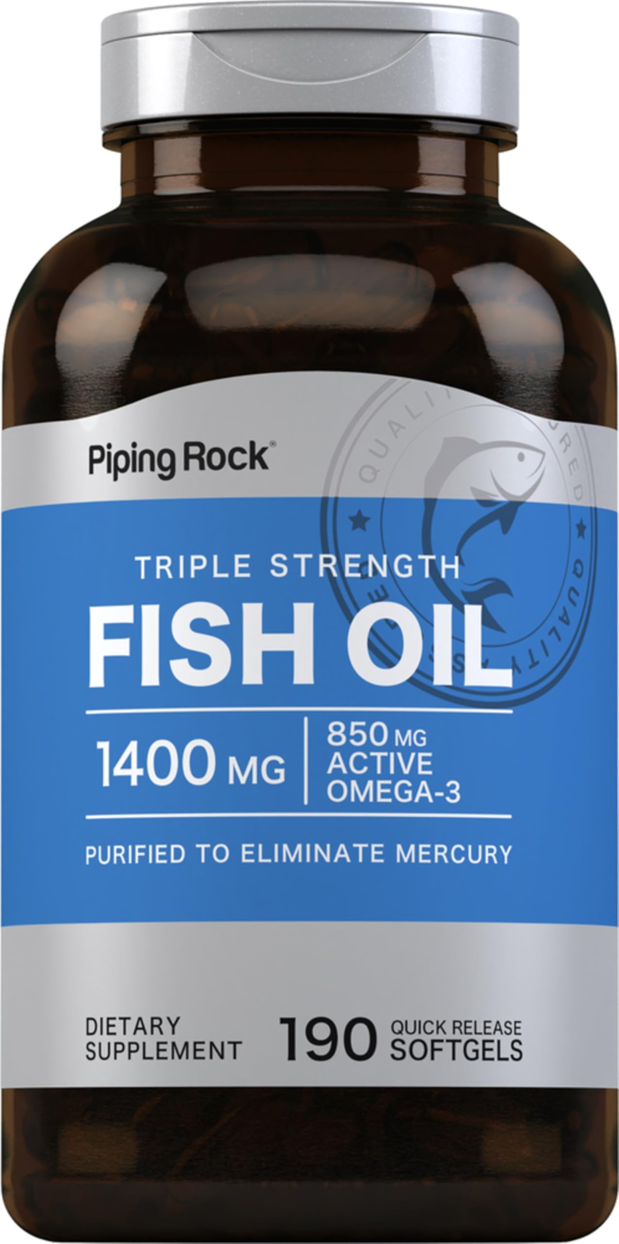 Piping Rock Fish Oil Omega 3 Supplement | 1400 mg | 190 Softgels