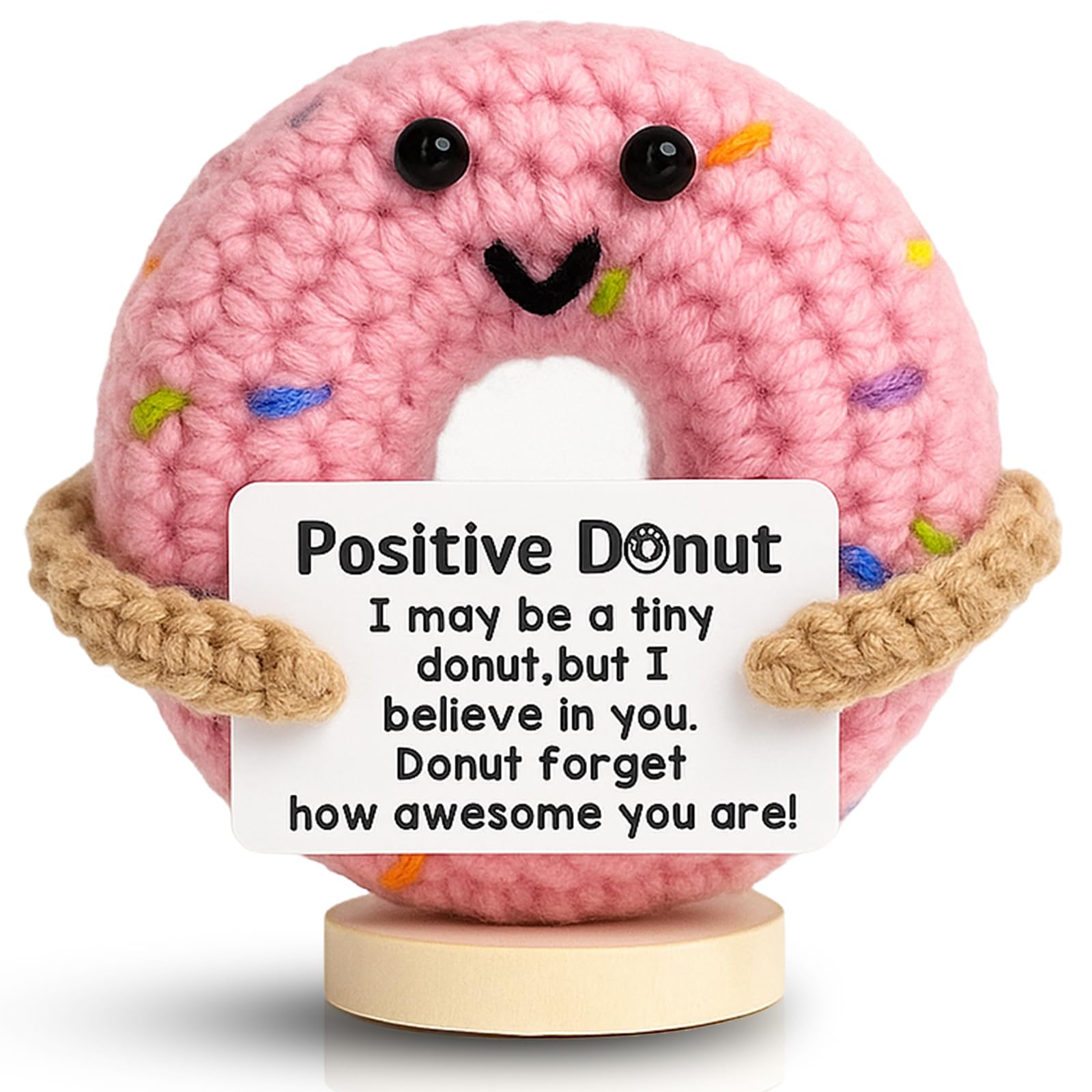 YTLSDHF Emotional Support Crochet Donut, Handmade Comfort Gift for Women Friends Celebrating Birthdays or Graduations