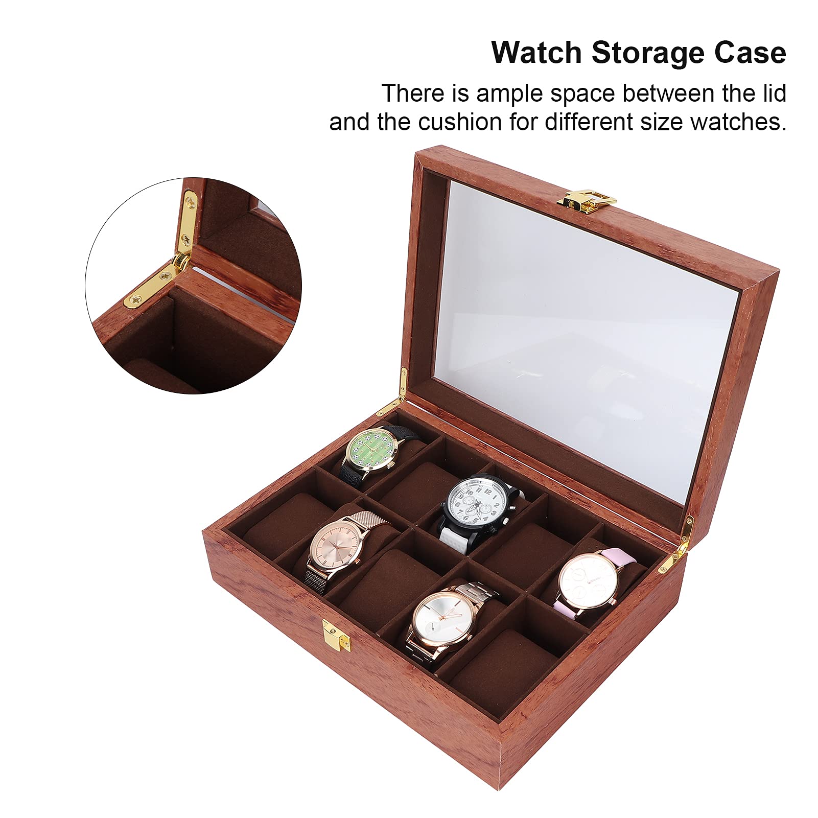 Caja de Almacenamiento de Relojes, Vitrina de joyería de Madera, Caja de visualización de Relojes, Caja de Reloj para Viajes de Negocios, Hotel, hogar, Oficina